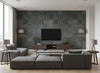 Network charcoal gray | Romo - Living Room Visualization (AI-generated, may not be to scale. Verify pattern scale with product specifications.)