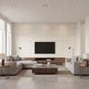 Koshi Jasper White | Romo - Living Room Visualization (AI-generated, may not be to scale. Verify pattern scale with product specifications.)