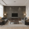 Abacá Patchwork Pewter | Romo - Living Room Visualization (AI-generated, may not be to scale. Verify pattern scale with product specifications.)