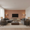 Duo Abacá Berber Red | Romo - Living Room Visualization (AI-generated, may not be to scale. Verify pattern scale with product specifications.)