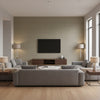 Facet Chestnut | Romo - Living Room Visualization (AI-generated, may not be to scale. Verify pattern scale with product specifications.)