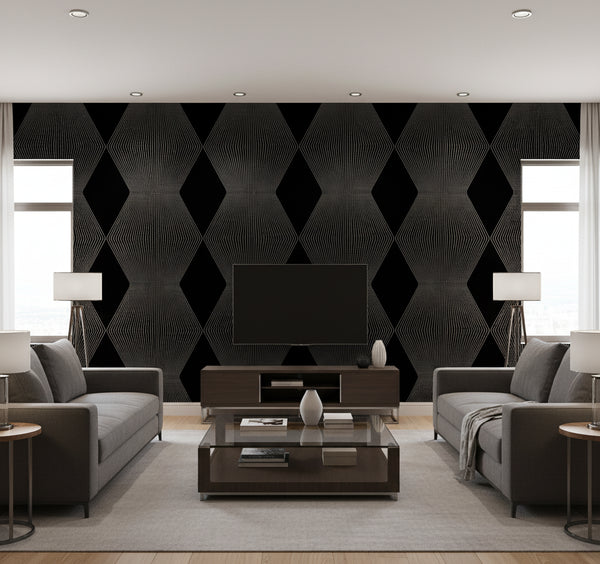 Diamond Legacy Wallcovering - Black | Ronald Redding