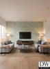 Odaiba Printed Texture | Architectural Wallcoverings - Living Room Visualization (AI-generated, may not be to scale. Verify pattern scale with product specifications.)