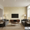 Oshima Faux Finish Greek Key | Architectural Wallcoverings - Living Room Visualization (AI-generated, may not be to scale. Verify pattern scale with product specifications.)
