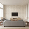 Oshima Faux Finish Greek Key | Architectural Wallcoverings - Living Room Visualization (AI-generated, may not be to scale. Verify pattern scale with product specifications.)