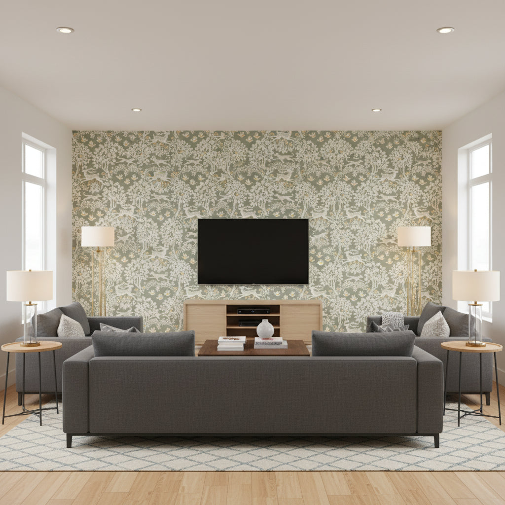 P2017104.114.0 | Kravet - Living Room Visualization (AI-generated, may not be to scale. Verify pattern scale with product specifications.)