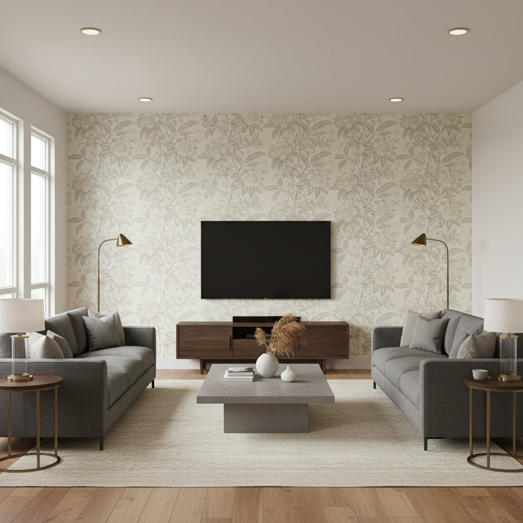 P2018103.111.0 | Kravet - Living Room Visualization (AI-generated, may not be to scale. Verify pattern scale with product specifications.)