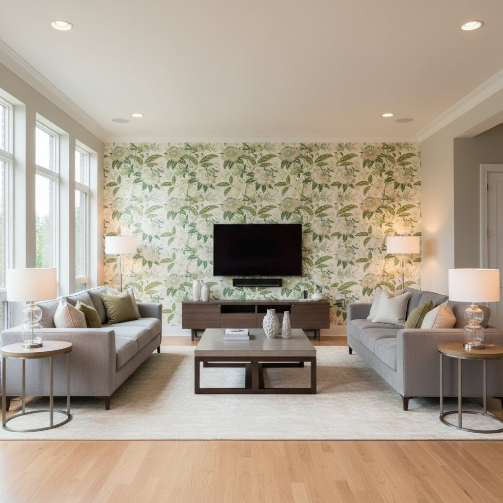P2018103.233.0 | Kravet - Living Room Visualization (AI-generated, may not be to scale. Verify pattern scale with product specifications.)