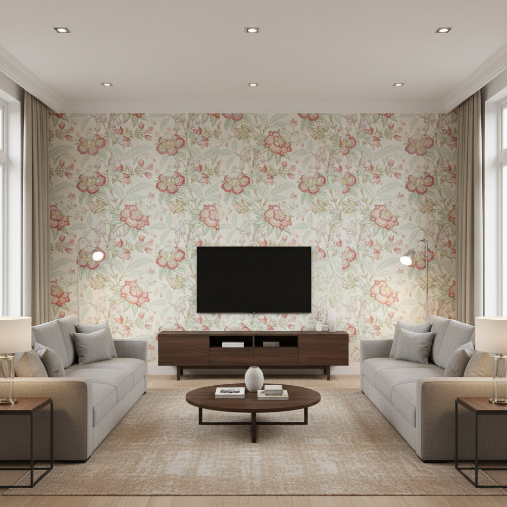 P2018103.347.0 | Kravet - Living Room Visualization (AI-generated, may not be to scale. Verify pattern scale with product specifications.)
