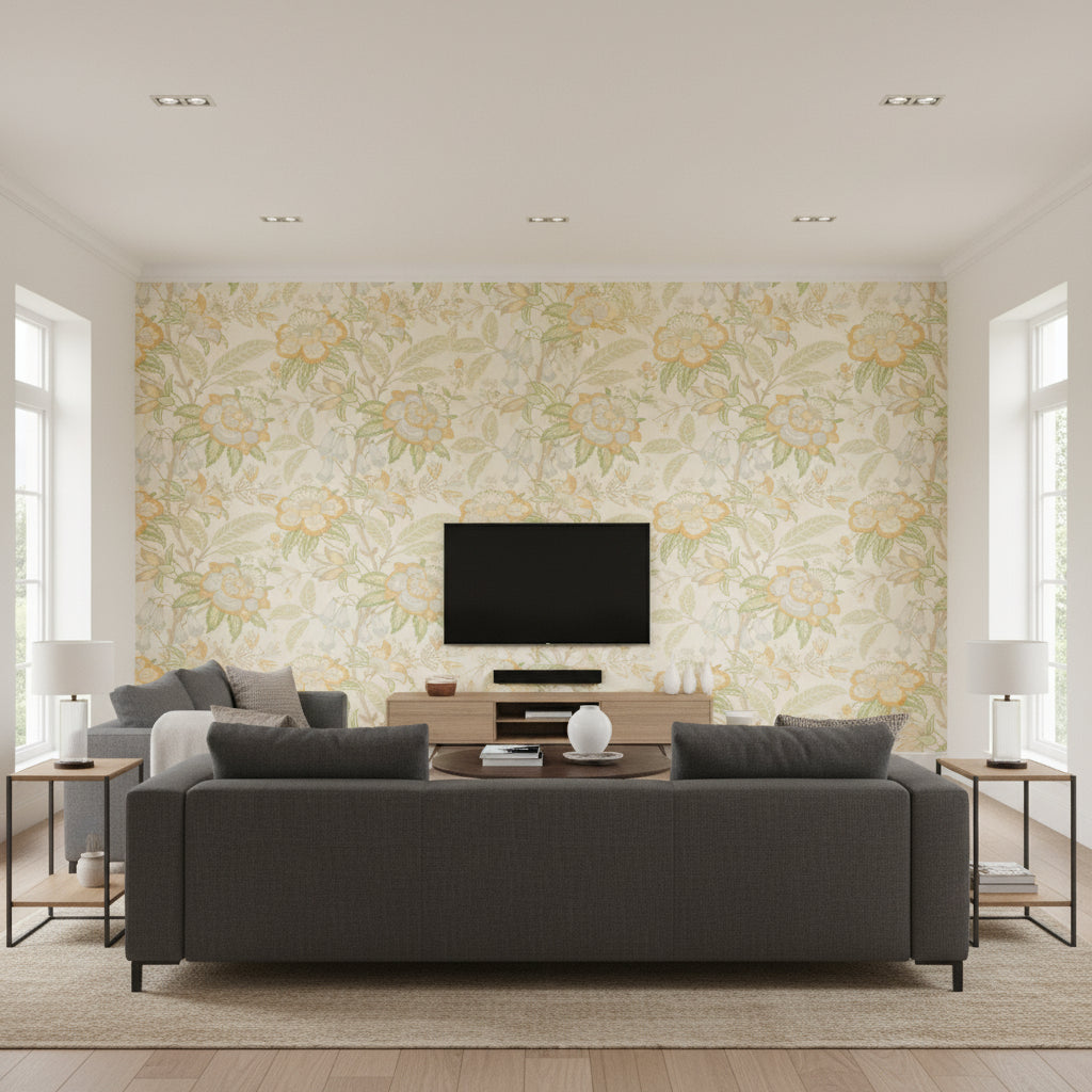 P2018103.423.0 | Kravet - Living Room Visualization (AI-generated, may not be to scale. Verify pattern scale with product specifications.)
