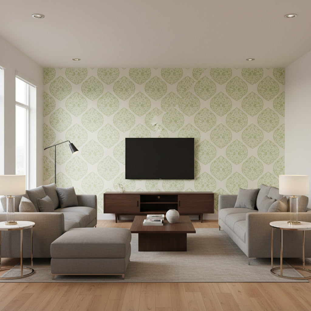 P2018104.3.0 | Kravet - Living Room Visualization (AI-generated, may not be to scale. Verify pattern scale with product specifications.)