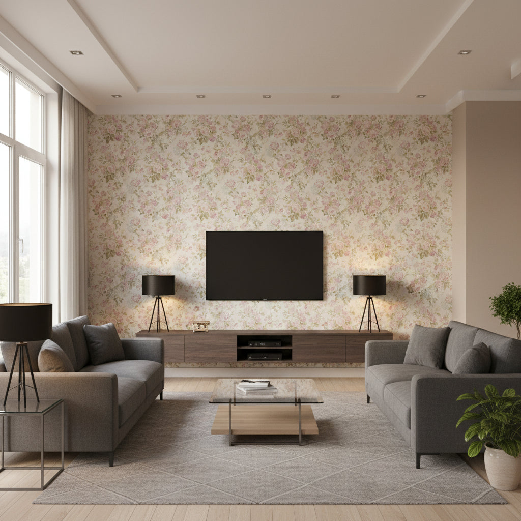 P2018106.103.0 | Kravet - Living Room Visualization (AI-generated, may not be to scale. Verify pattern scale with product specifications.)