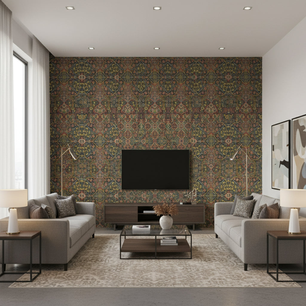 P2019101.195.0 | Kravet - Living Room Visualization (AI-generated, may not be to scale. Verify pattern scale with product specifications.)