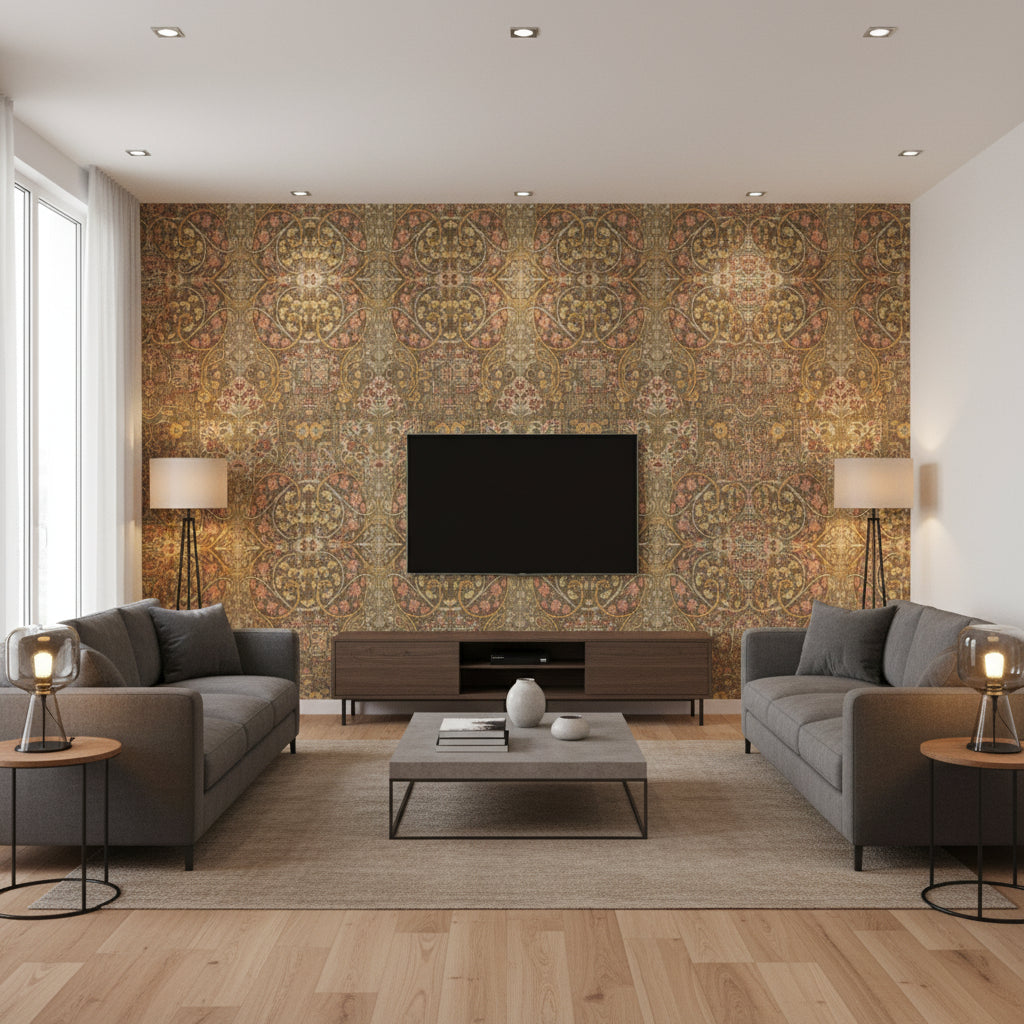 P2019101.347.0 | Kravet - Living Room Visualization (AI-generated, may not be to scale. Verify pattern scale with product specifications.)