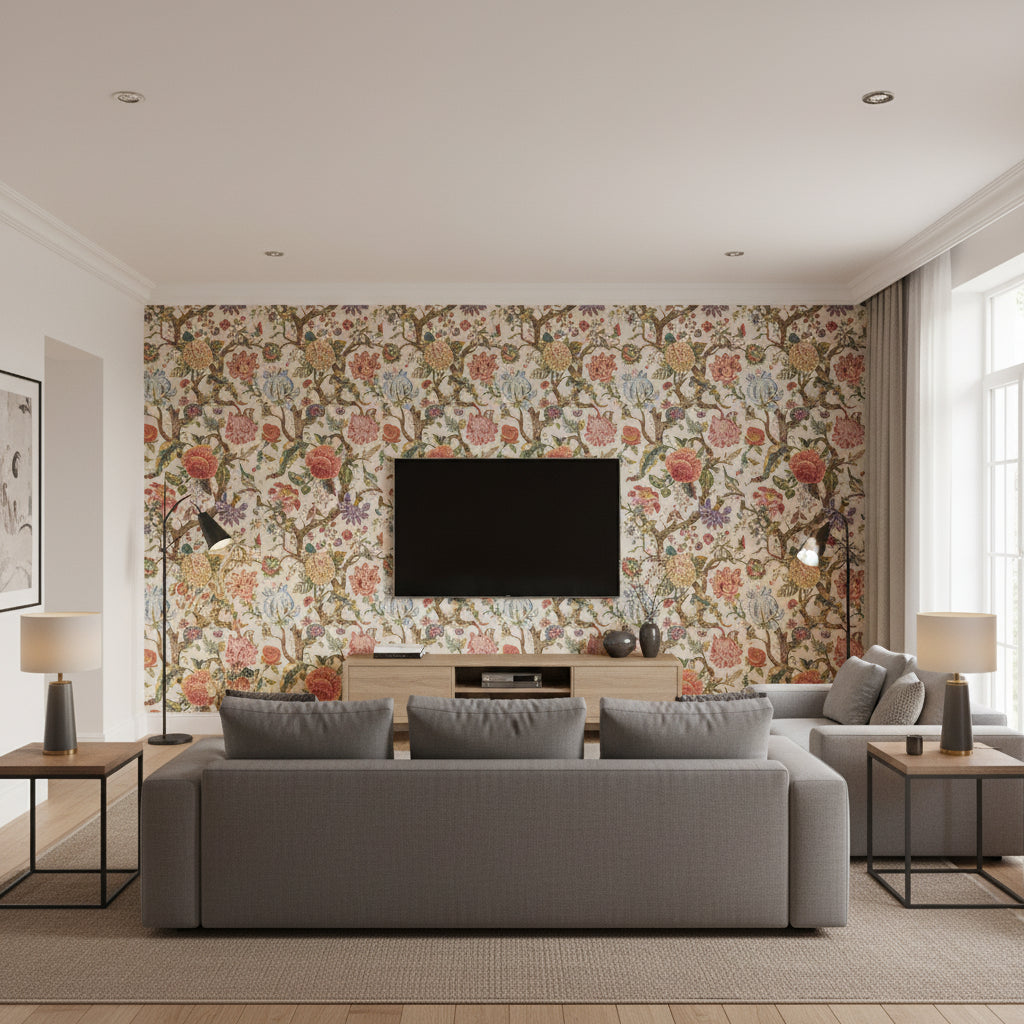 P2019102.137.0 | Kravet - Living Room Visualization (AI-generated, may not be to scale. Verify pattern scale with product specifications.)