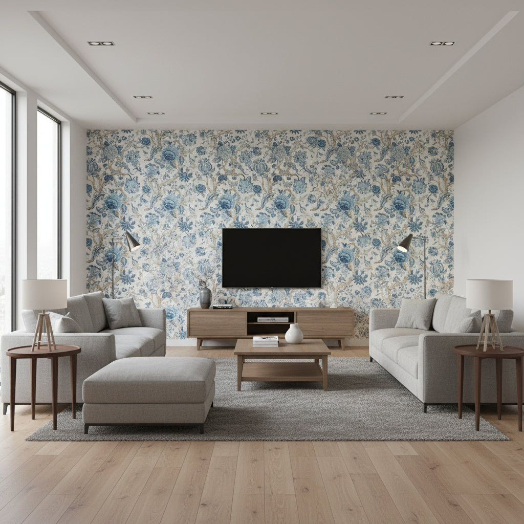 P2019102.155.0 | Kravet - Living Room Visualization (AI-generated, may not be to scale. Verify pattern scale with product specifications.)