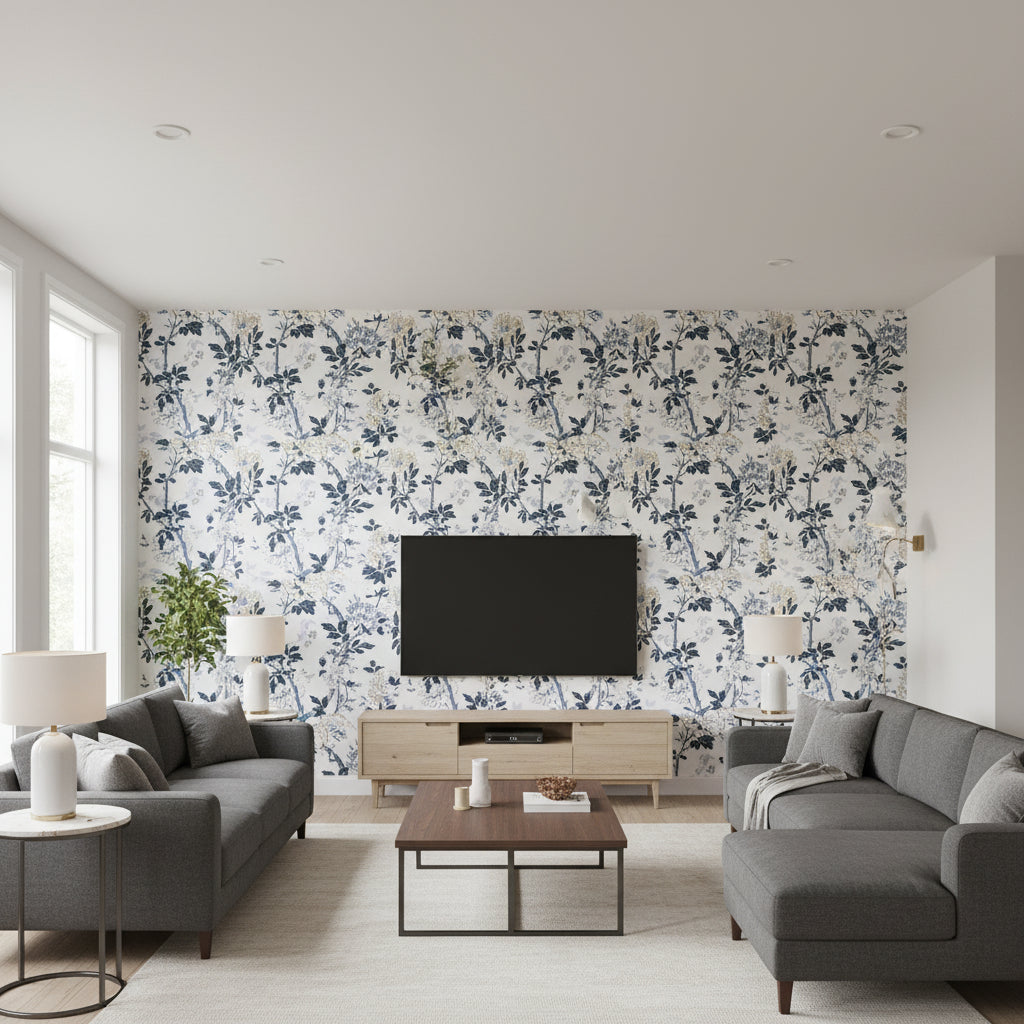 P2019104.505.0 | Kravet - Living Room Visualization (AI-generated, may not be to scale. Verify pattern scale with product specifications.)