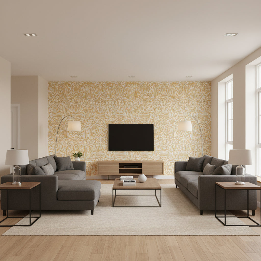P2020112.40.0 | Kravet - Living Room Visualization (AI-generated, may not be to scale. Verify pattern scale with product specifications.)