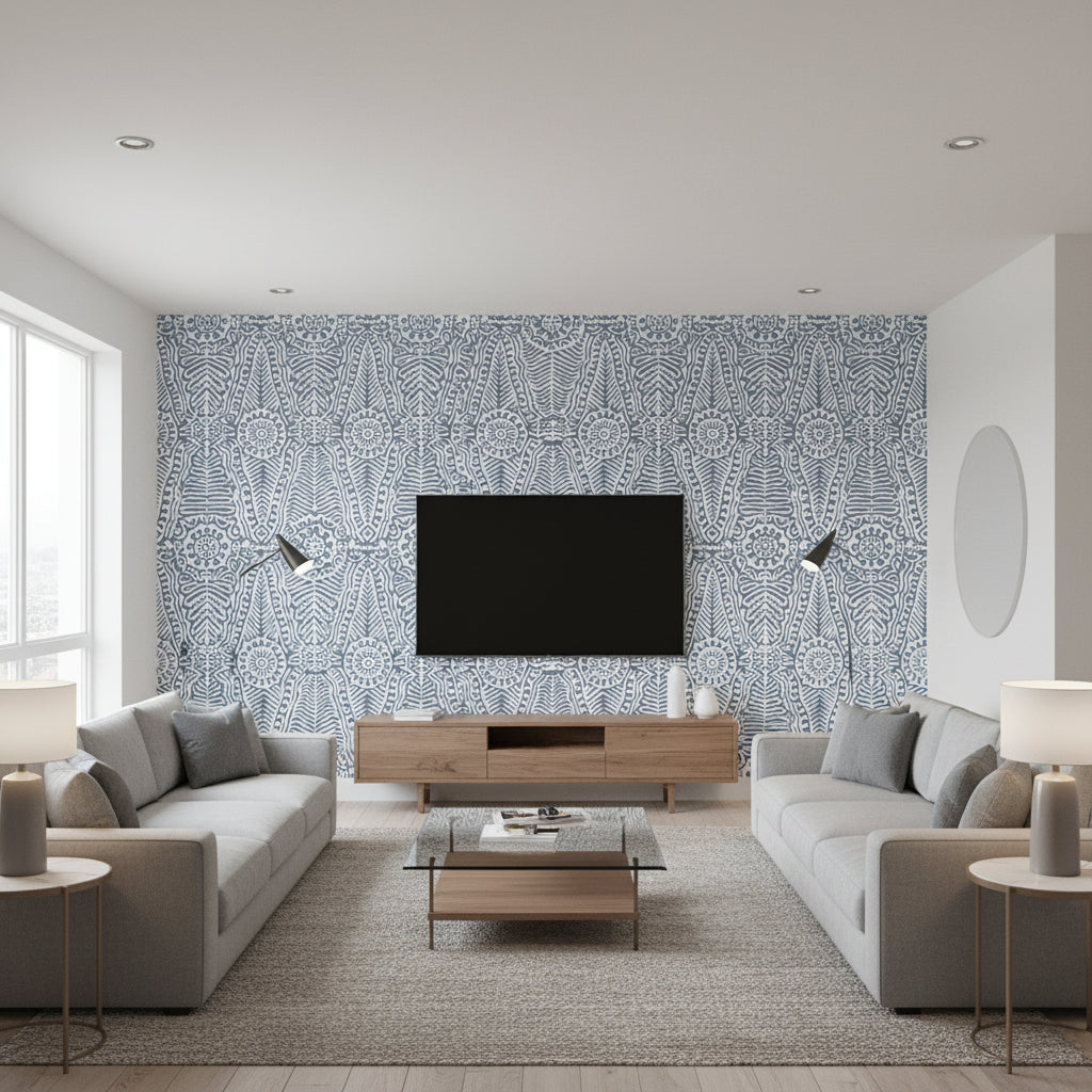 P2020112.50.0 | Kravet - Living Room Visualization (AI-generated, may not be to scale. Verify pattern scale with product specifications.)