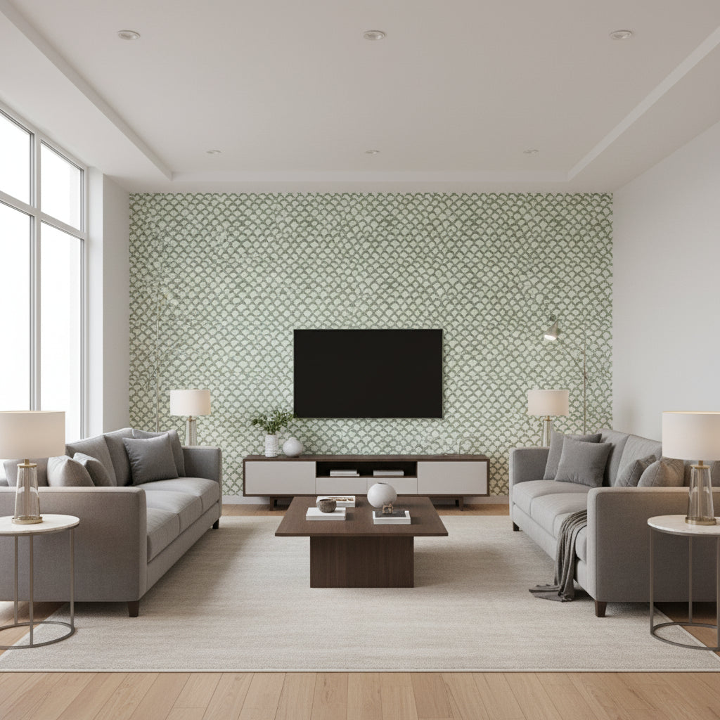 P2022109.3.0 | Kravet - Living Room Visualization (AI-generated, may not be to scale. Verify pattern scale with product specifications.)