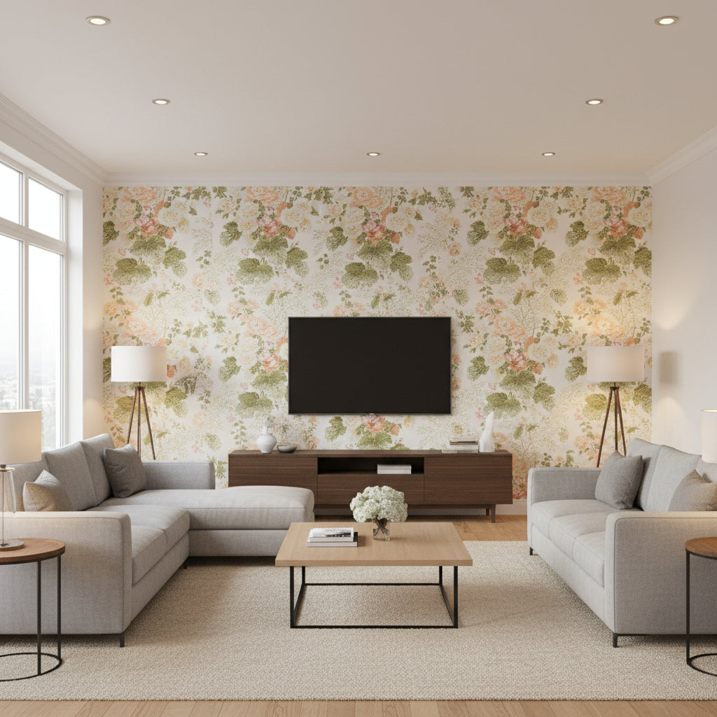 P2023115.312.0 | Kravet - Living Room Visualization (AI-generated, may not be to scale. Verify pattern scale with product specifications.)
