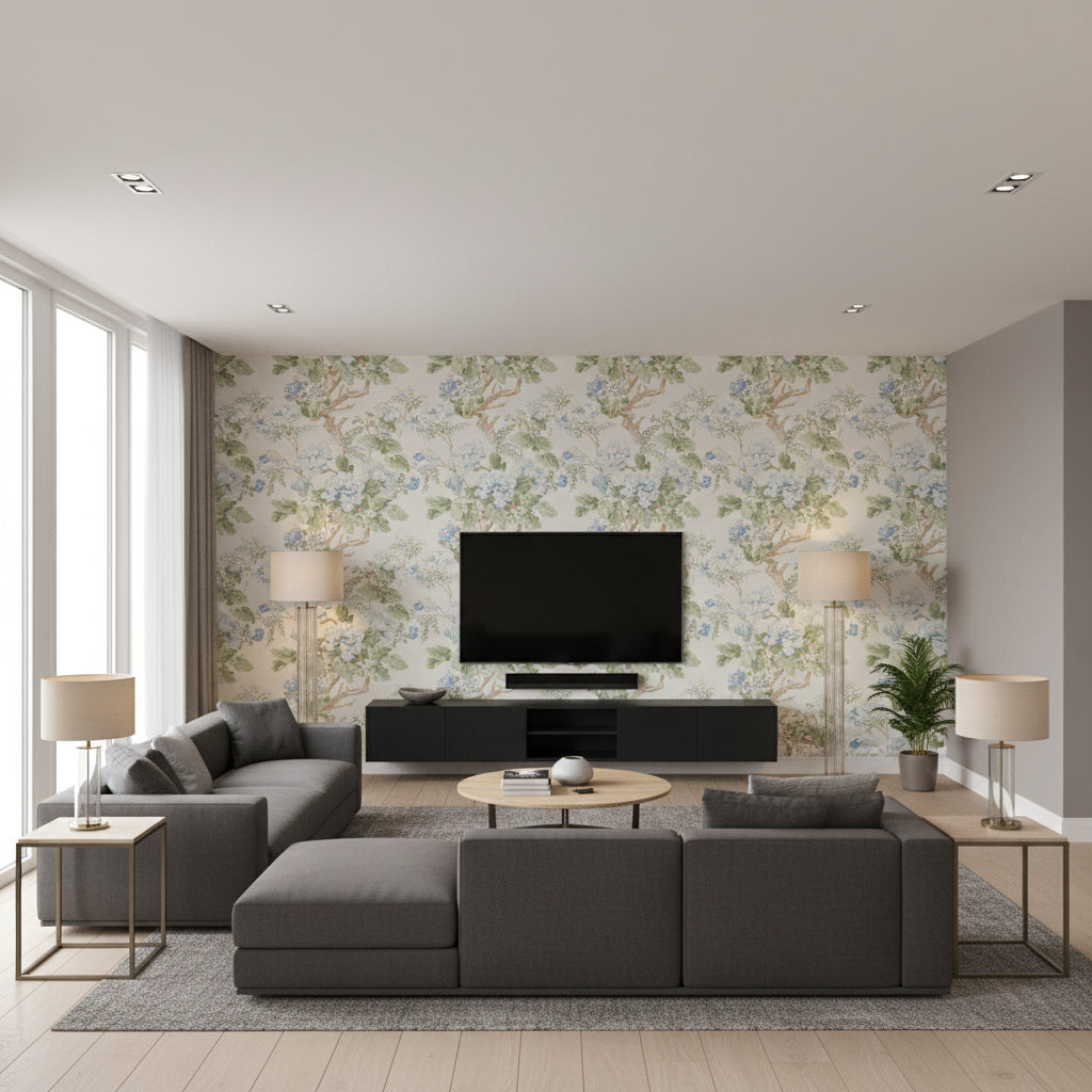P2023118.153.0 | Kravet - Living Room Visualization (AI-generated, may not be to scale. Verify pattern scale with product specifications.)