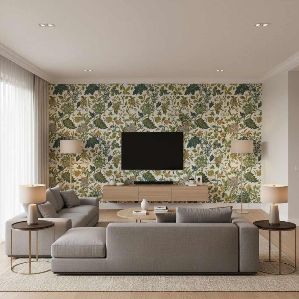 P2023119.335.0 | Kravet - Living Room Visualization (AI-generated, may not be to scale. Verify pattern scale with product specifications.)