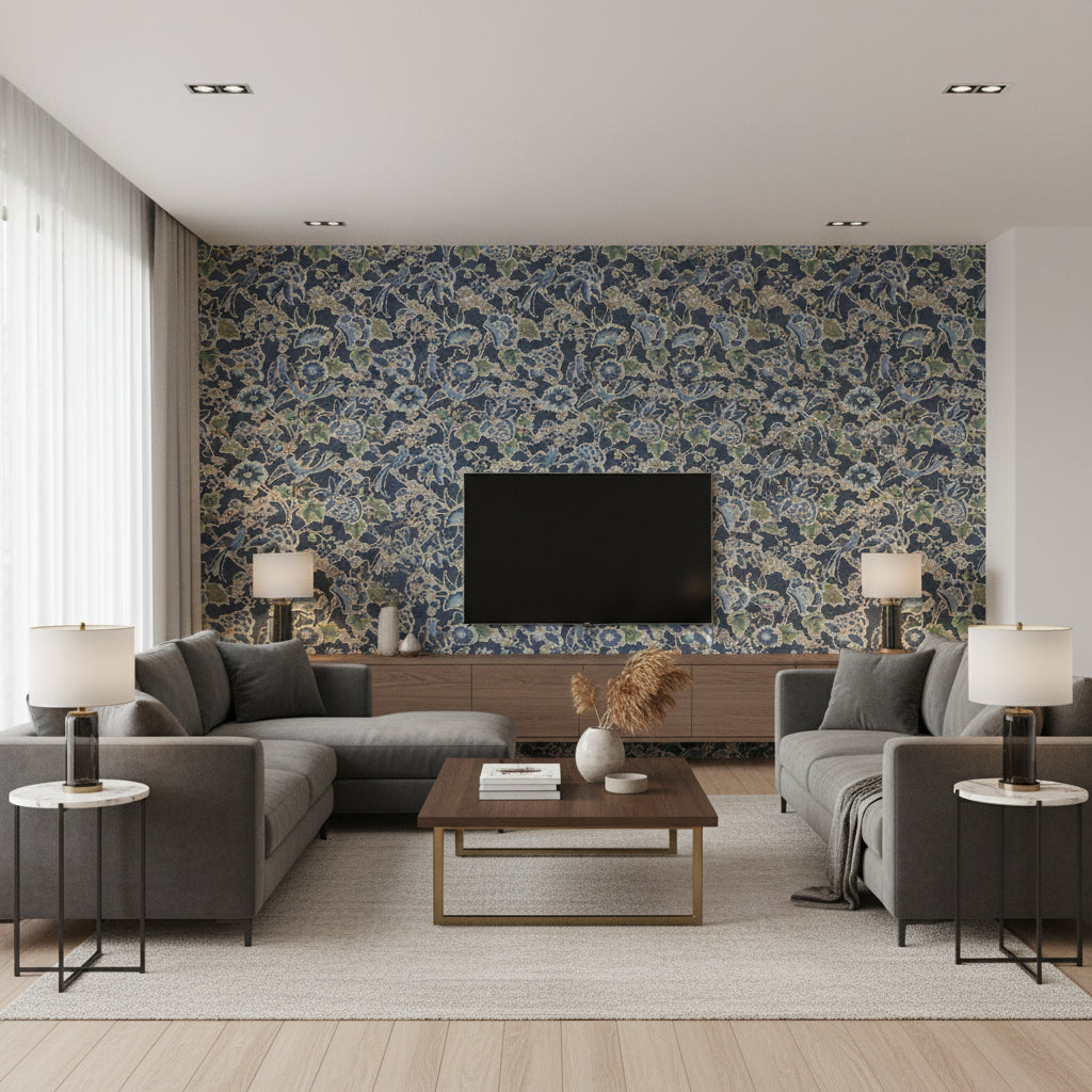 P2023127.523.0 | Kravet - Living Room Visualization (AI-generated, may not be to scale. Verify pattern scale with product specifications.)