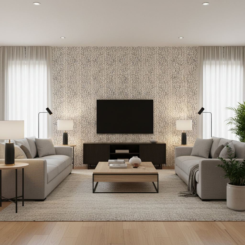 P8012138.5.0 | Kravet - Living Room Visualization (AI-generated, may not be to scale. Verify pattern scale with product specifications.)