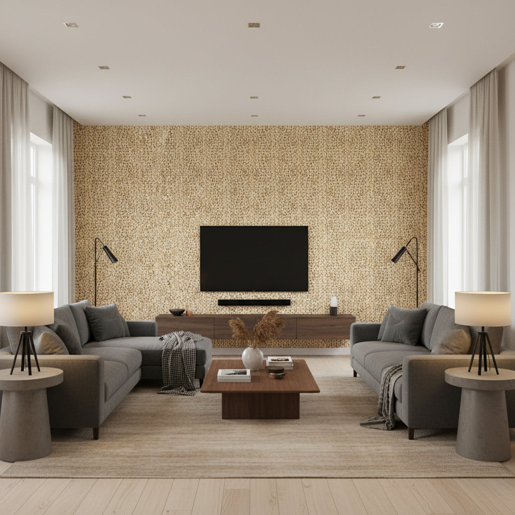 P8012138.6.0 | Kravet - Living Room Visualization (AI-generated, may not be to scale. Verify pattern scale with product specifications.)