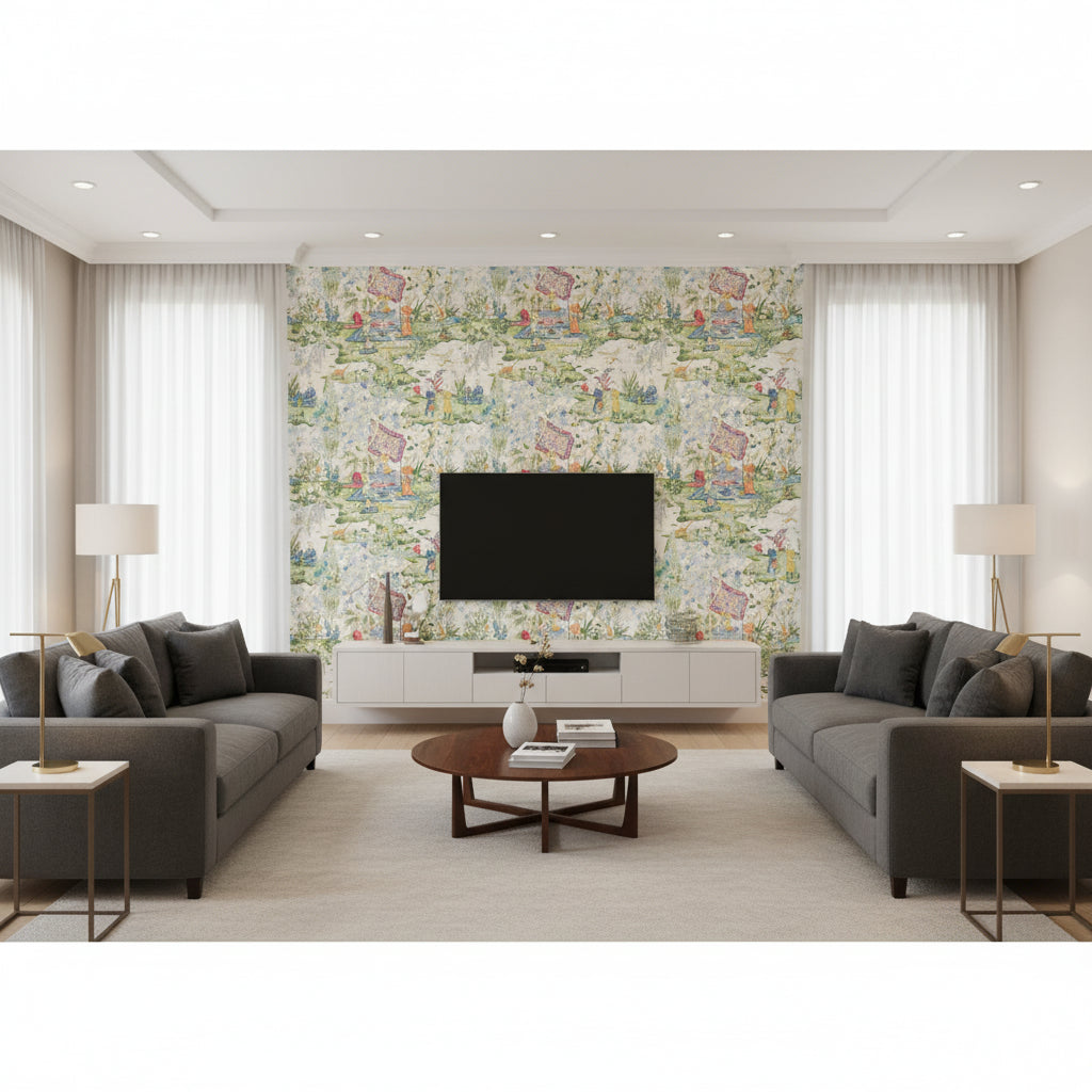 P8019101.133.0 | Kravet - Living Room Visualization (AI-generated, may not be to scale. Verify pattern scale with product specifications.)