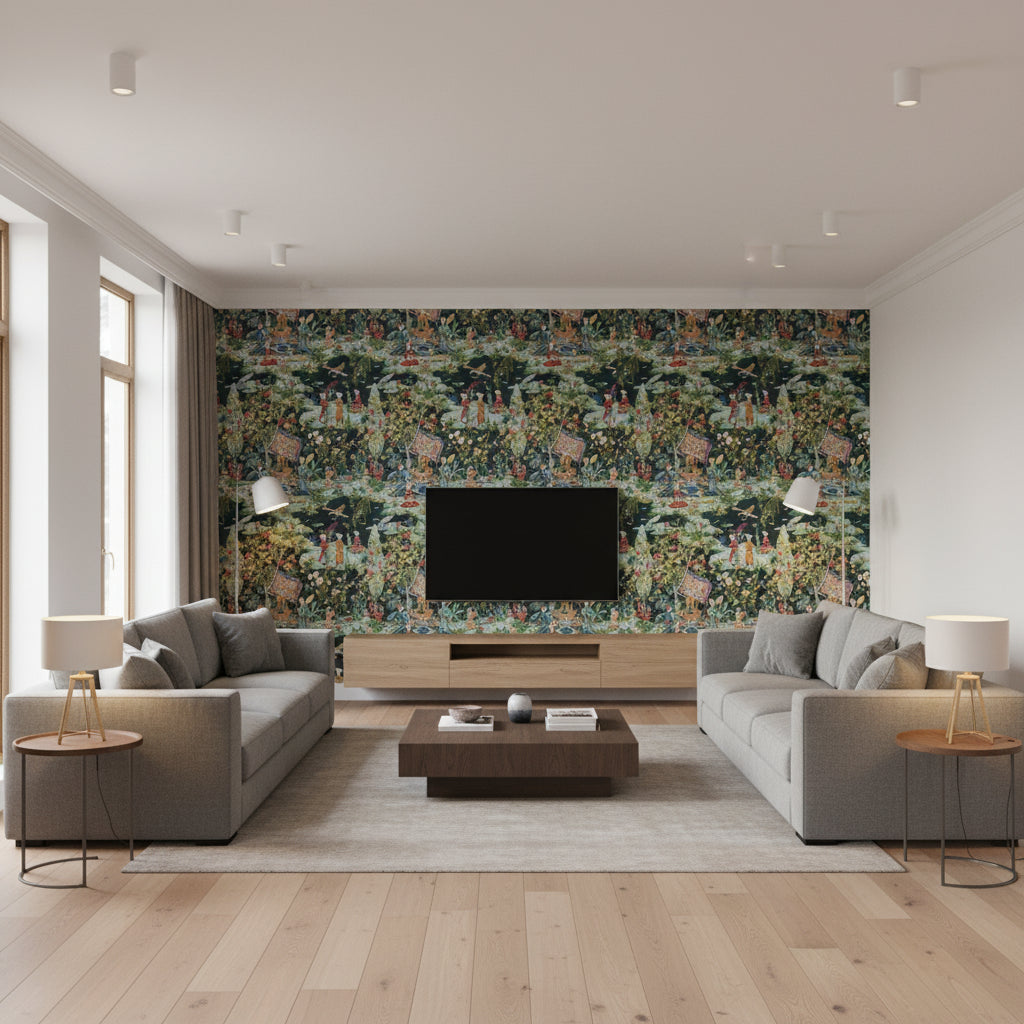 P8019101.8.0 | Kravet - Living Room Visualization (AI-generated, may not be to scale. Verify pattern scale with product specifications.)