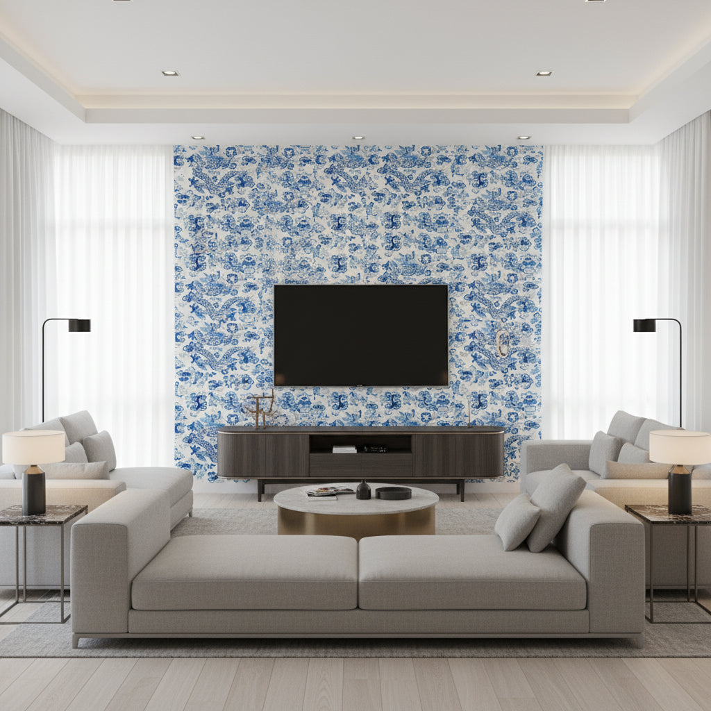 P8019113.155.0 | Kravet - Living Room Visualization (AI-generated, may not be to scale. Verify pattern scale with product specifications.)