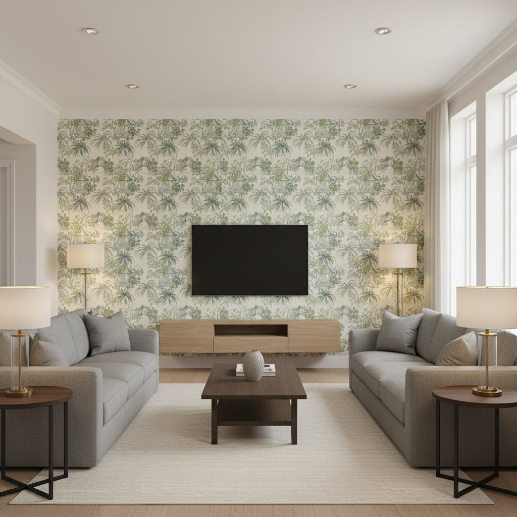 P8019115.133.0 | Kravet - Living Room Visualization (AI-generated, may not be to scale. Verify pattern scale with product specifications.)