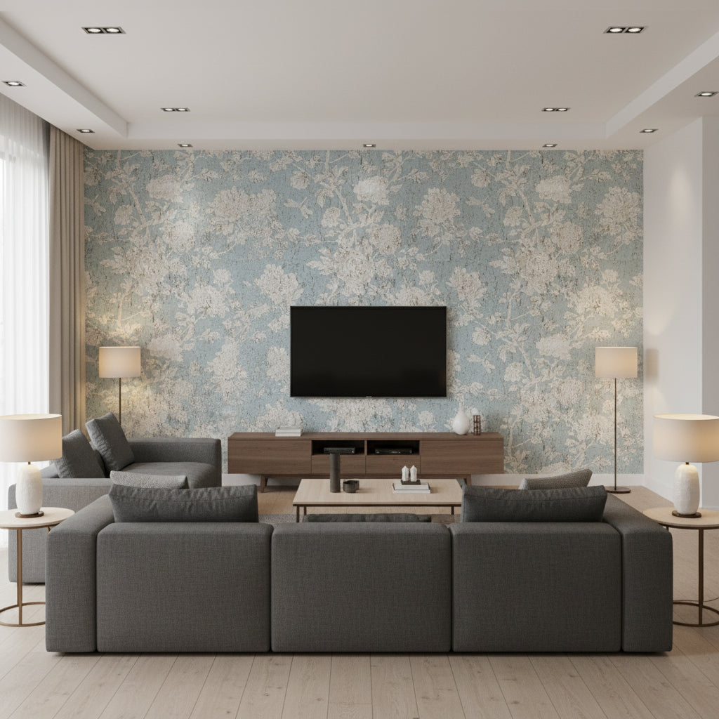 P8020109.13.0 | Kravet - Living Room Visualization (AI-generated, may not be to scale. Verify pattern scale with product specifications.)