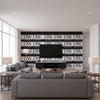 Paul's Retro Geometric - Living Room Visualization (AI-generated, may not be to scale. Verify pattern scale with product specifications.)
