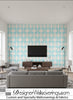 Pauline's Retro Geometric - Living Room Visualization (AI-generated, may not be to scale. Verify pattern scale with product specifications.)