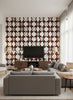Pauline's Retro Geometric - Living Room Visualization (AI-generated, may not be to scale. Verify pattern scale with product specifications.)
