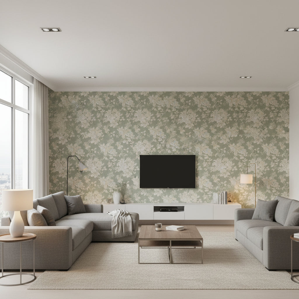 PBFC-3513.1611.0 | Kravet - Living Room Visualization (AI-generated, may not be to scale. Verify pattern scale with product specifications.)