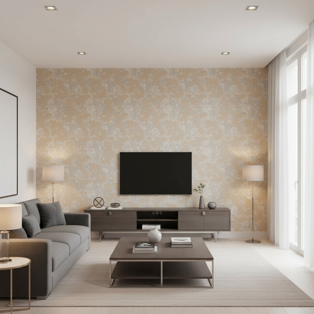 PBFC-3513.4.0 | Kravet - Living Room Visualization (AI-generated, may not be to scale. Verify pattern scale with product specifications.)