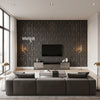 Porto Deco Syrah Slate | Maya Romanoff - Living Room Visualization (AI-generated, may not be to scale. Verify pattern scale with product specifications.)