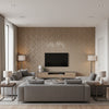 Porto Elo - Gamay Gray | Maya Romanoff - Living Room Visualization (AI-generated, may not be to scale. Verify pattern scale with product specifications.)