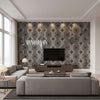 Porto Elo - Syrah Slate | Maya Romanoff - Living Room Visualization (AI-generated, may not be to scale. Verify pattern scale with product specifications.)