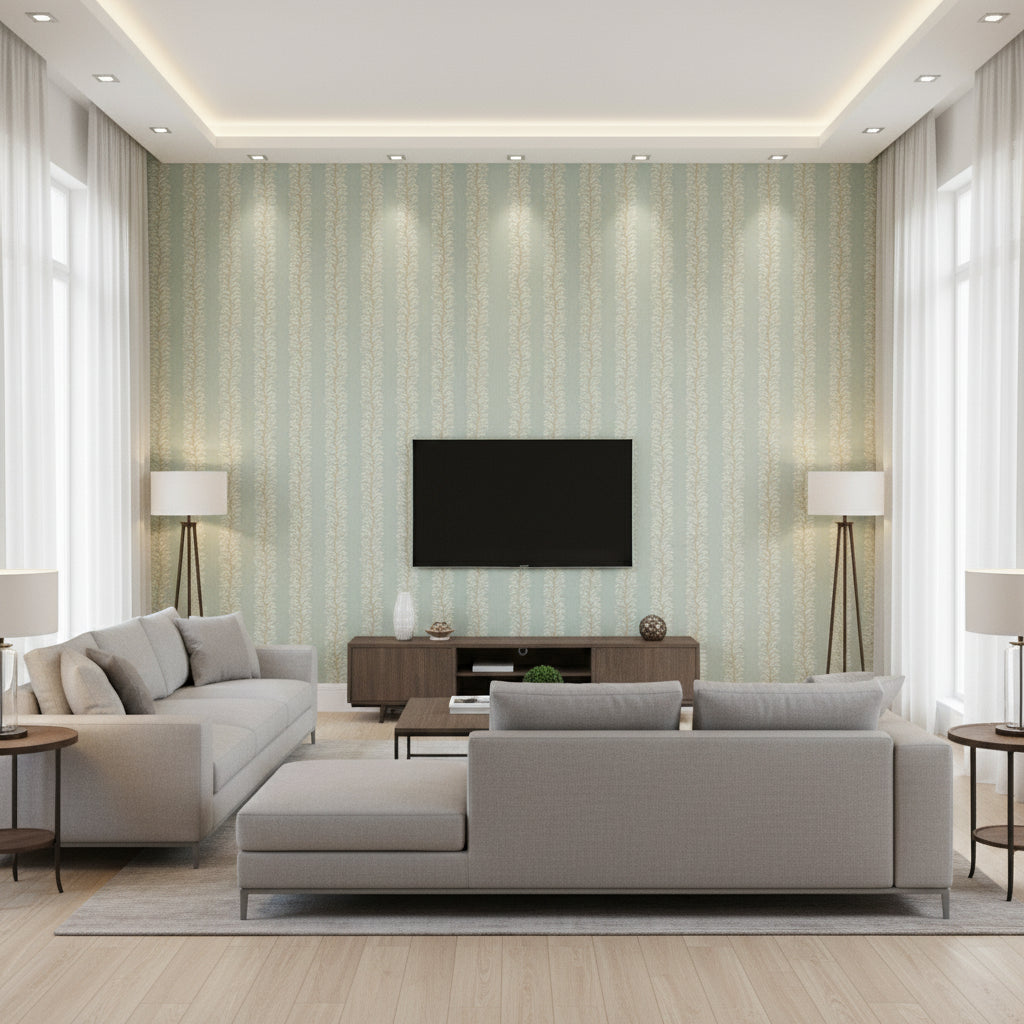 PF50300.715.0 | Kravet - Living Room Visualization (AI-generated, may not be to scale. Verify pattern scale with product specifications.)