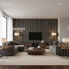 Porto Lino Brut Black | Maya Romanoff - Living Room Visualization (AI-generated, may not be to scale. Verify pattern scale with product specifications.)
