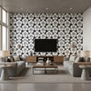 Pop Floral Charcoal - Living Room Visualization (AI-generated, may not be to scale. Verify pattern scale with product specifications.)
