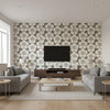 Pop Floral Taupe - Living Room Visualization (AI-generated, may not be to scale. Verify pattern scale with product specifications.)
