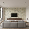Pillar Point Floral Dew Wallcovering | Ralph Lauren - Living Room Visualization (AI-generated, may not be to scale. Verify pattern scale with product specifications.)