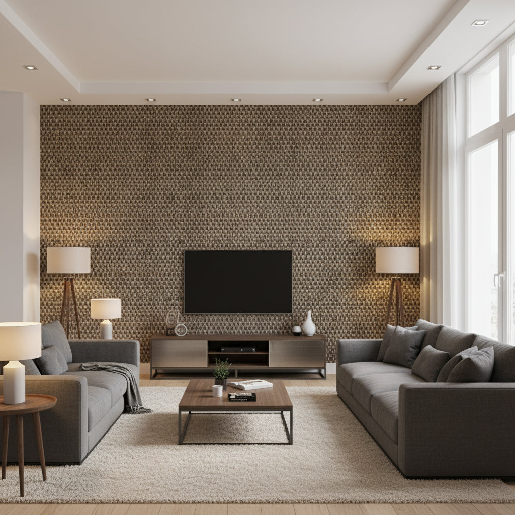 Raphia En Harmonie Avec La Nature | Elitis - Living Room Visualization (AI-generated, may not be to scale. Verify pattern scale with product specifications.)