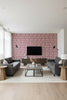 Regal Trellis - A Sophisticated Lattice/Trellis Wallcovering Screen - Living Room Visualization (AI-generated, may not be to scale. Verify pattern scale with product specifications.)